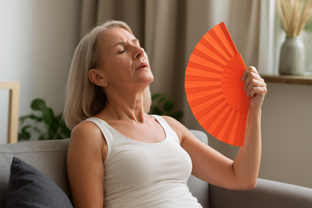 Mulher na menopausa com sintomas de fogacho